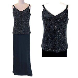 Tangier Soir Black Sparkling Maxi Dress (Vintage Size 16) Size 12